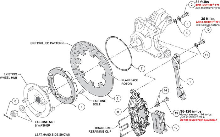 UTV4 Rear Brake Kit Assembly Schematic