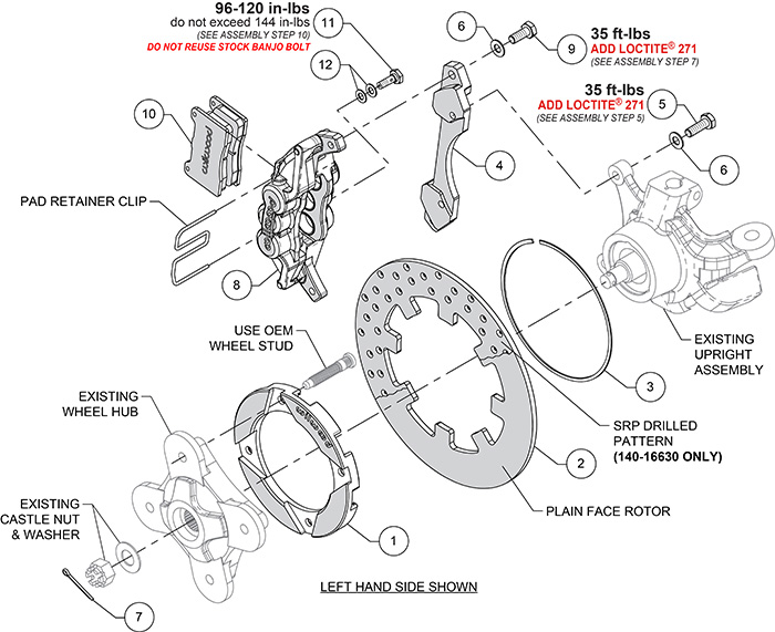 UTV6 Front Brake Kit Assembly Schematic