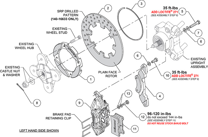 UTV6 Rear Brake Kit Assembly Schematic