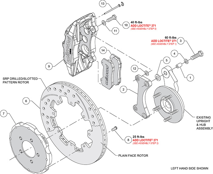 Forged Dynapro 6 Big Brake Front Brake Kit (Hat) Assembly Schematic