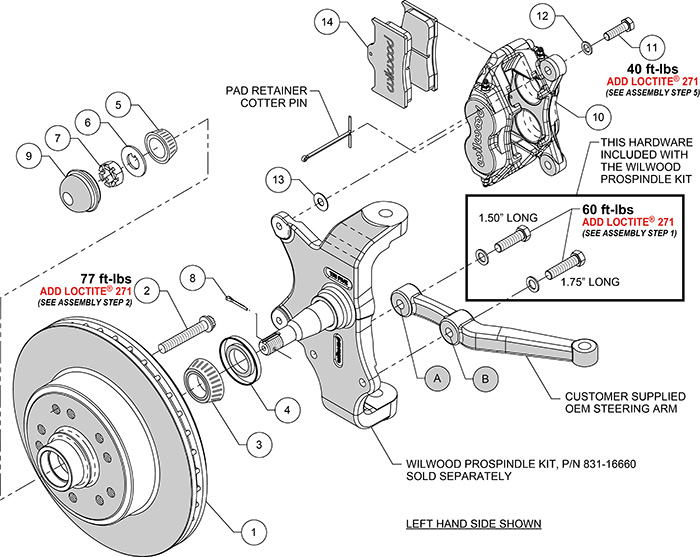 Classic Series Dynalite Front Brake Kit Assembly Schematic