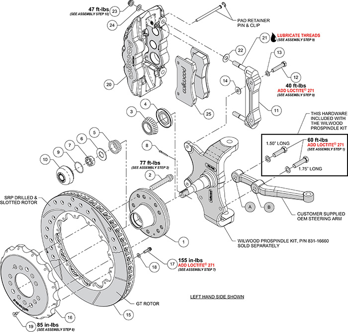 AERO6 Big Brake Front Brake Kit Assembly Schematic