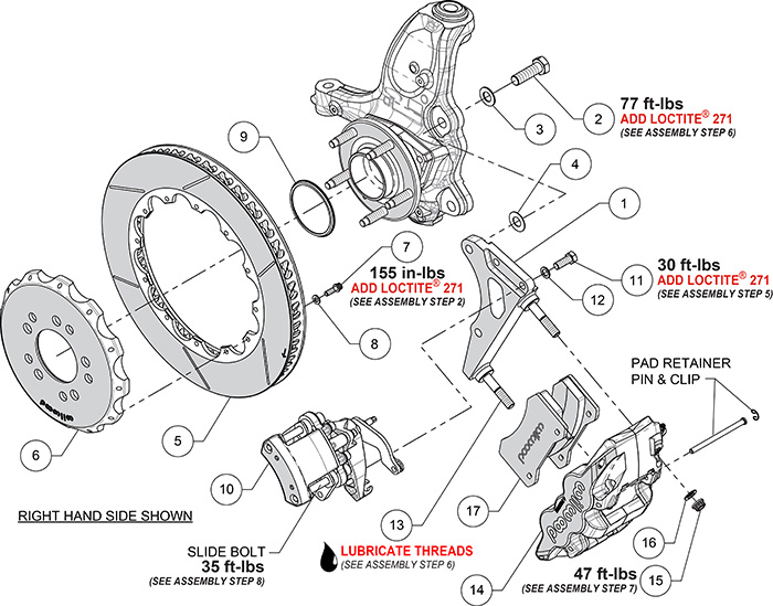 AERO4-MC4 Big Brake Rear Parking Brake Kit Assembly Schematic