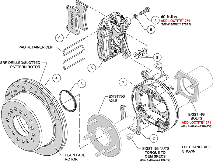 Forged Dynapro Low-Profile Rear Parking Brake Kit Assembly Schematic