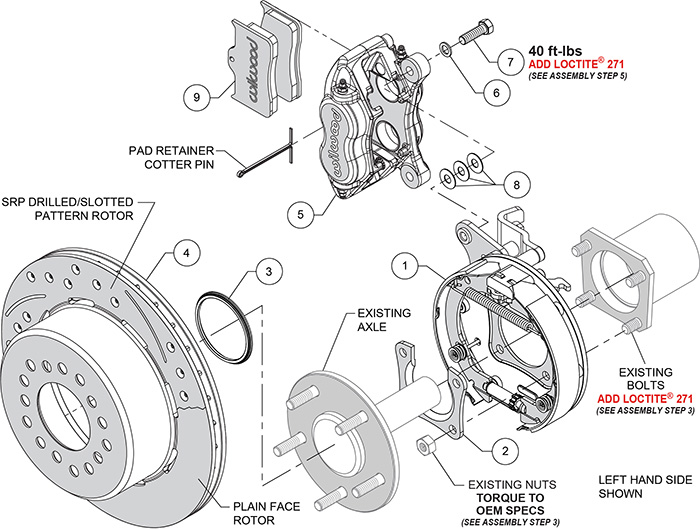 Forged Dynalite Rear Parking Brake Kit Assembly Schematic