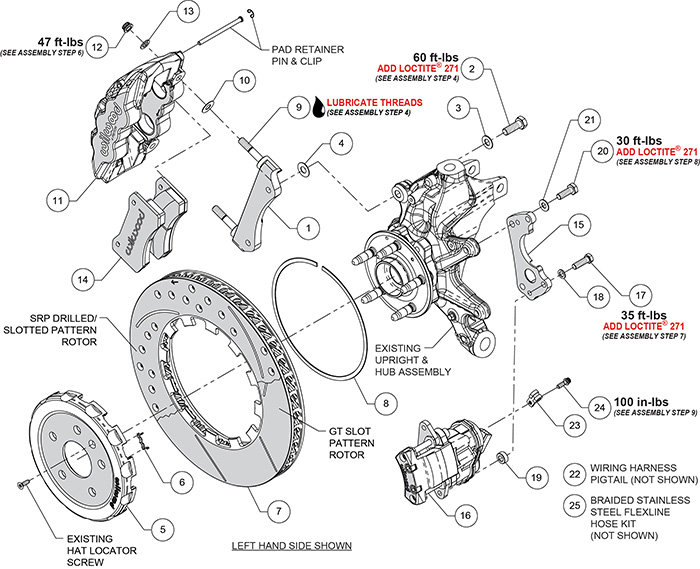 AERO4 Big Brake Rear Dynamic Electronic Parking Brake Kit Assembly Schematic