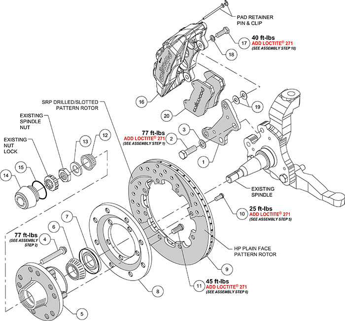 Forged Dynapro 6 Big Brake Front Brake Kit (Hub) Assembly Schematic