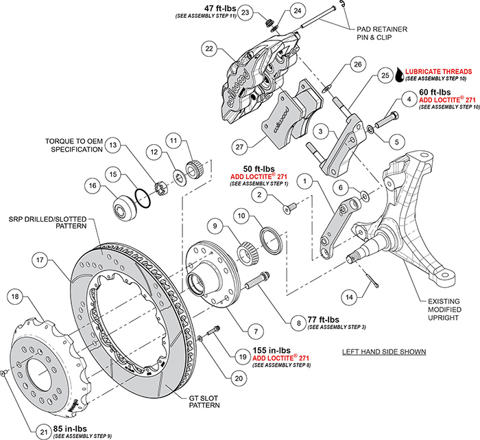 AERO6 Big Brake Front Brake Kit Assembly Schematic