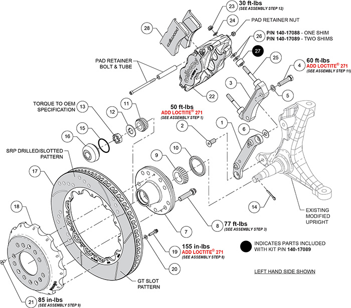 Forged Narrow Superlite 6R Big Brake Front Brake Kit (Hub) Assembly Schematic