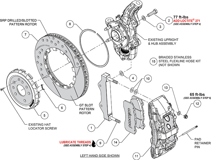 SX6R Big Brake Dynamic Front Brake Kit Assembly Schematic