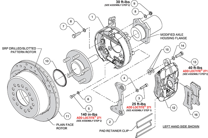 Forged Dynapro Low-Profile Rear Parking Brake Kit Assembly Schematic