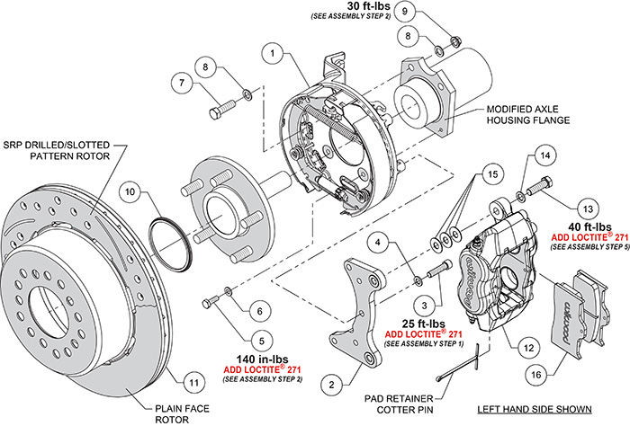 Forged Dynalite Rear Parking Brake Kit Assembly Schematic