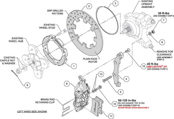 UTV6 Rear Brake Kit Assembly Schematic