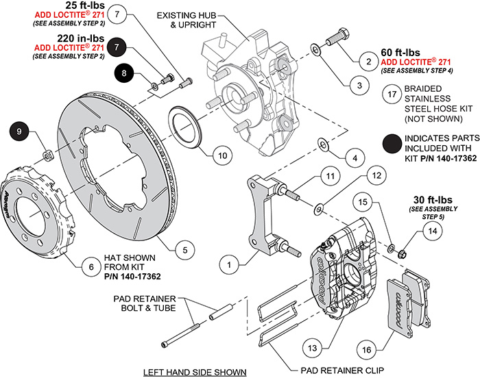 Forged Narrow Dynapro Big Brake Front Brake Kit (Hat) Assembly Schematic