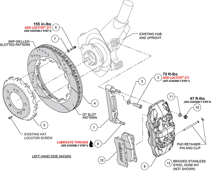 AERO6 Big Brake Front Brake Kit Assembly Schematic