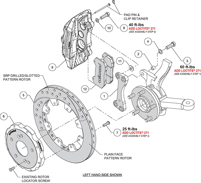 Forged Dynapro 6 Big Brake Front Brake Kit (Hat) Assembly Schematic