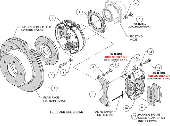 Forged Dynalite Rear Parking Brake Kit Assembly Schematic