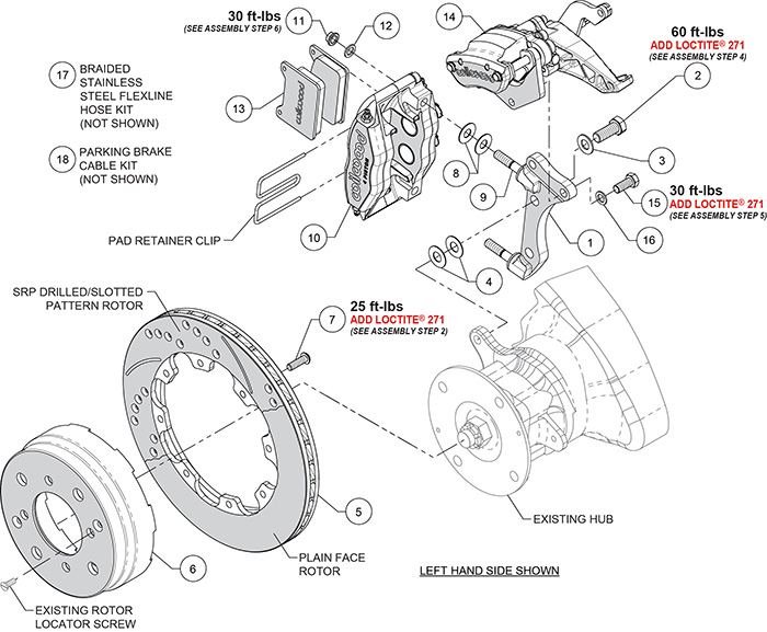 Powerlite-MC4 Rear Parking Brake Kit Assembly Schematic