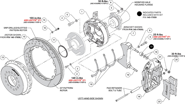 Forged Narrow Superlite 4R Big Brake Rear Parking Brake Kit Assembly Schematic