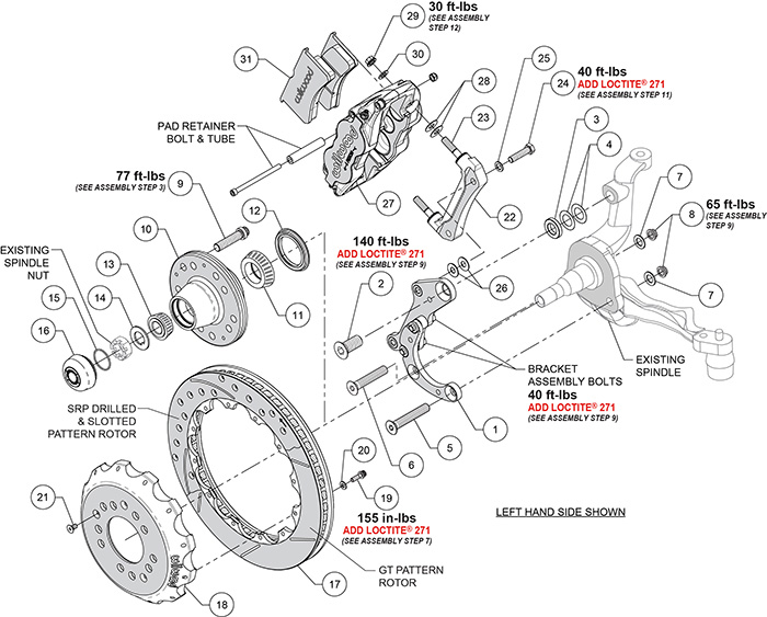 Forged Narrow Superlite 6R Big Brake Front Brake Kit (Hub) Assembly Schematic