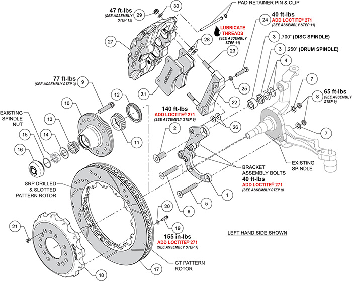 AERO6 Big Brake Front Brake Kit Assembly Schematic