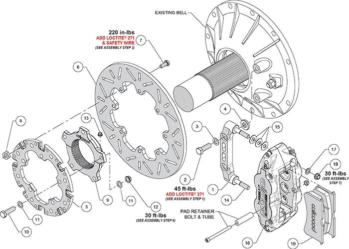 Forged Narrow Superlite 6 Radial Mount Sprint Inboard Brake Kit Assembly Schematic
