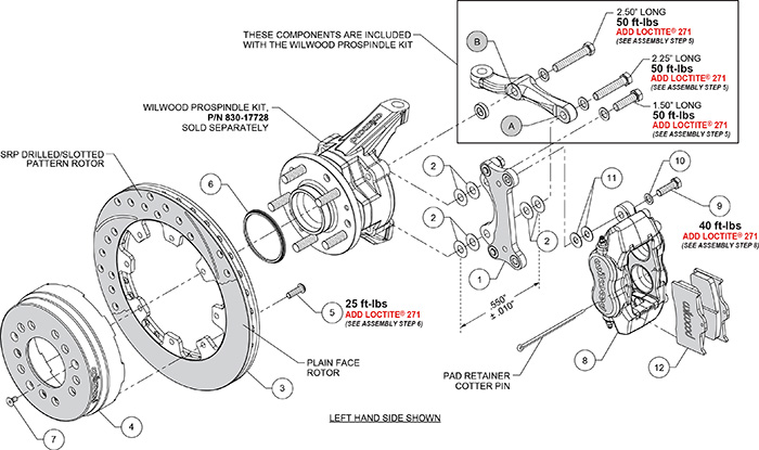Forged Dynalite Big Brake Front Brake Kit (Hat) Assembly Schematic
