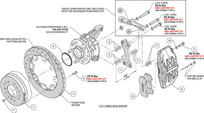 Forged Dynapro 6 Big Brake Front Brake Kit (Hat) Assembly Schematic
