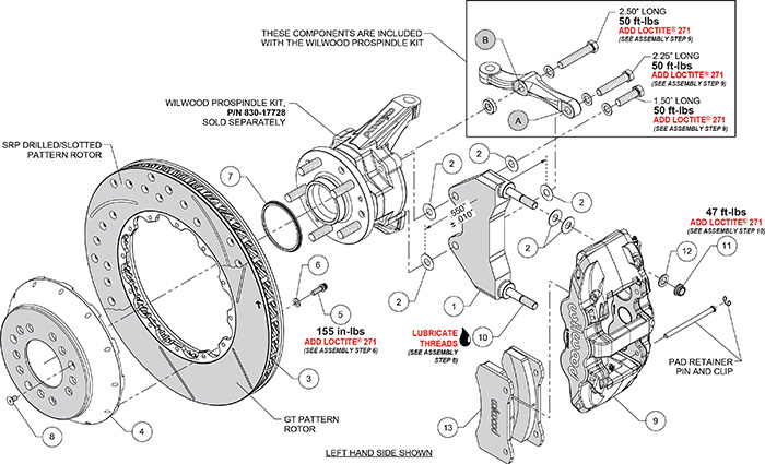AERO6 Big Brake Front Brake Kit Assembly Schematic