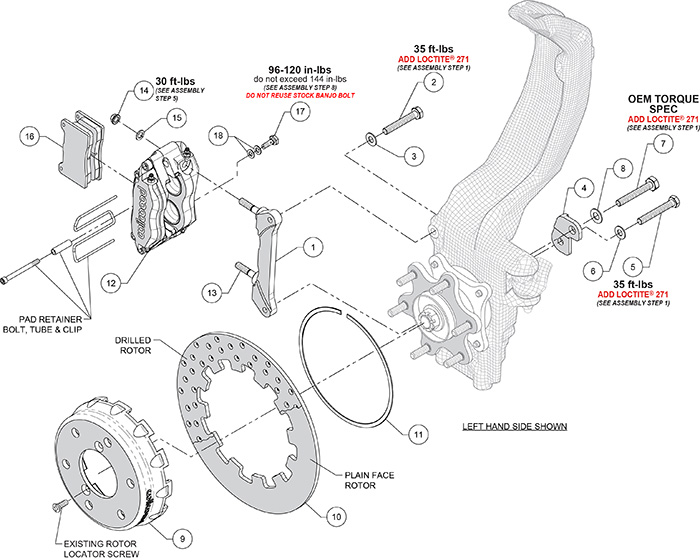 NDPR Front UTV Brake Kit Assembly Schematic