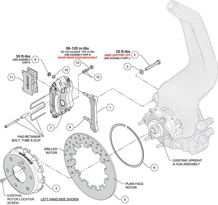 NDPR Rear UTV Brake Kit Assembly Schematic