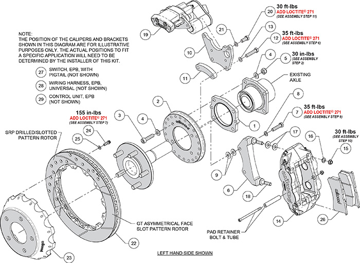 Forged Narrow Superlite 4R Big Brake Rear Electronic Parking Brake Kit Assembly Schematic