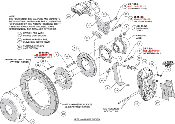Forged Narrow Superlite 4R Big Brake Rear Electronic Parking Brake Kit Assembly Schematic