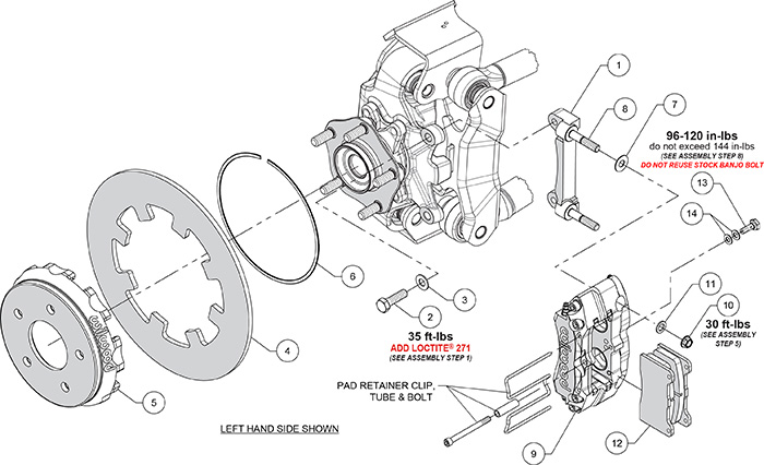 NDPR Rear UTV Brake Kit Assembly Schematic