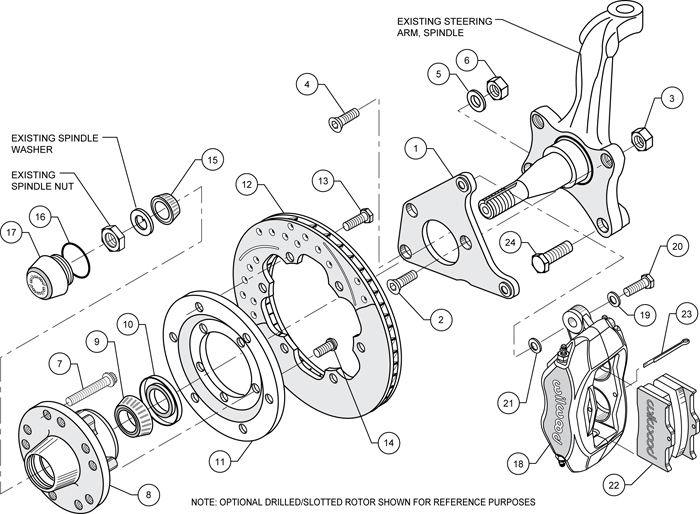 Forged Dynalite Pro Series Front Brake Kit Assembly Schematic