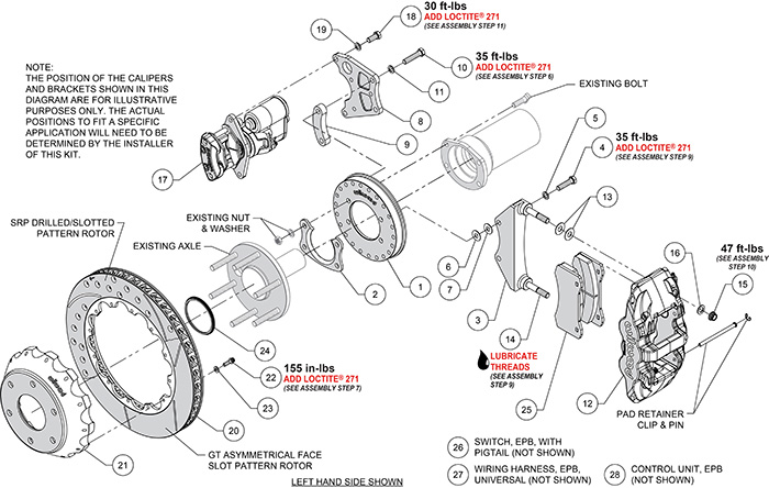 AERO4 Big Brake Rear Electronic Parking Brake Kit Assembly Schematic