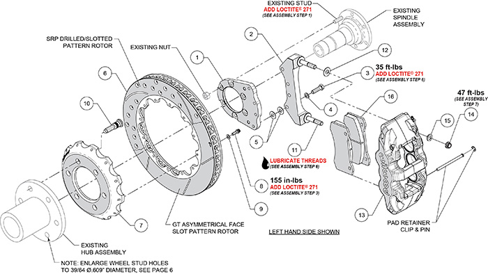 AERO6 Big Brake Front Brake Kit Assembly Schematic