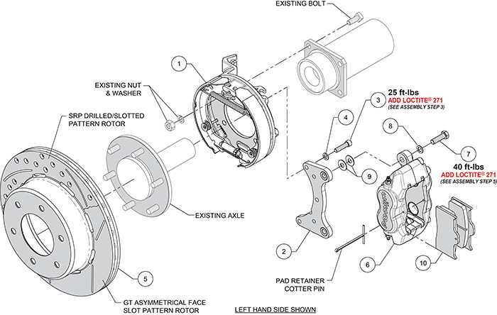 Forged Dynalite Rear Parking Brake Kit Assembly Schematic
