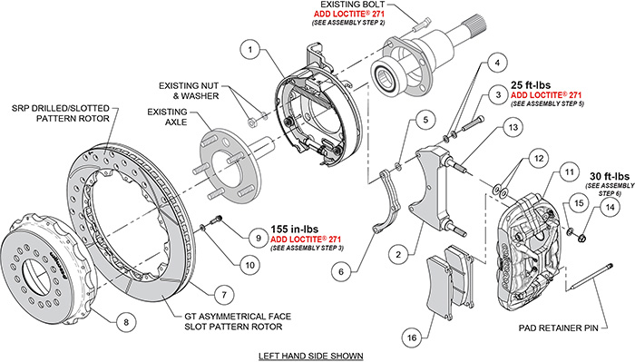 Forged XRS4R Big Brake Rear Parking Brake Kit Assembly Schematic
