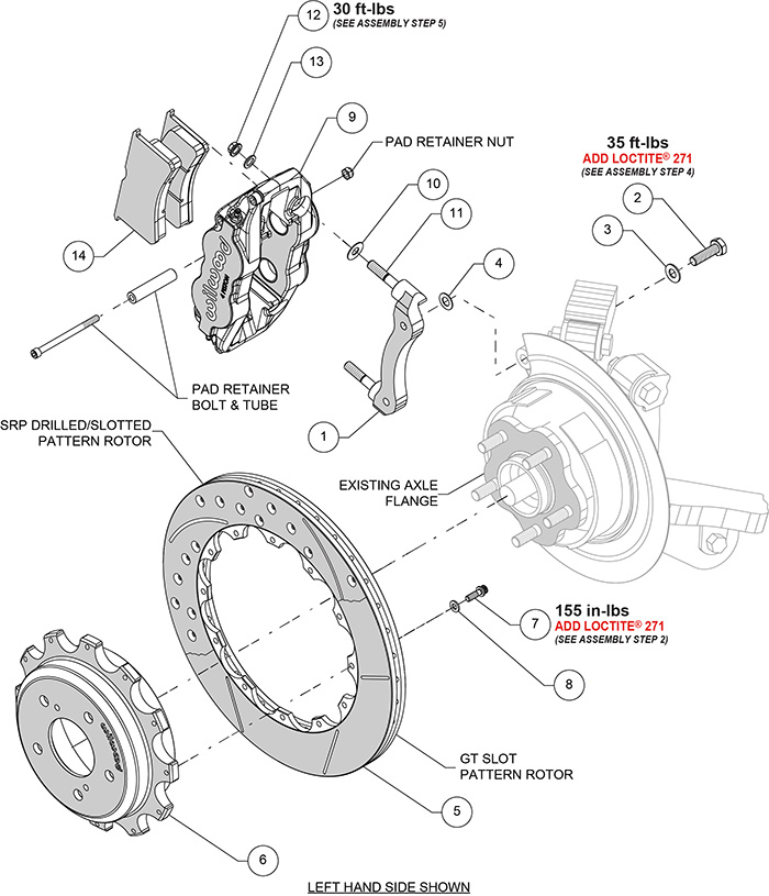 Forged Narrow Superlite 4R Big Brake Rear Brake Kit For OE Parking Brake Assembly Schematic