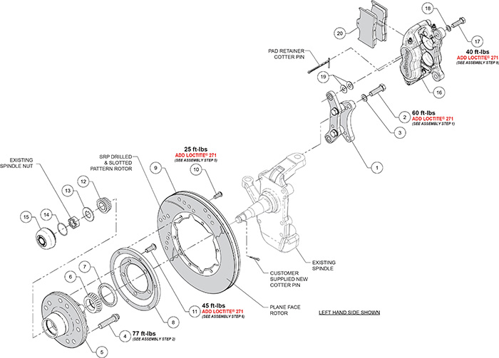 Forged Dynalite Pro Series Front Brake Kit Assembly Schematic