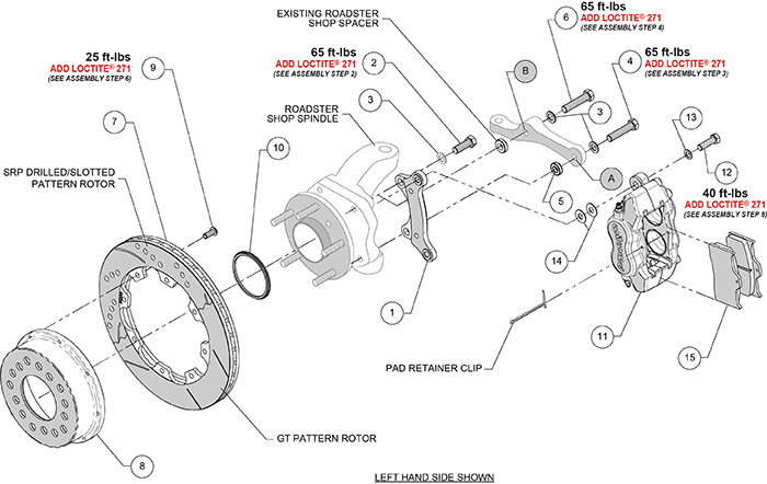 Forged Dynalite Big Brake Front Brake Kit (Hat) Assembly Schematic