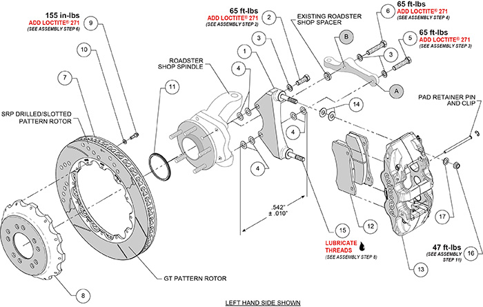 AERO6 Big Brake Front Brake Kit Assembly Schematic