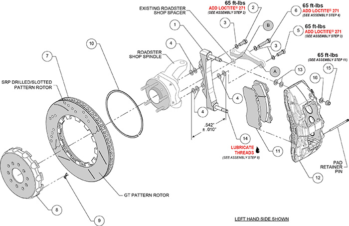 SX6R Big Brake Dynamic Front Brake Kit Assembly Schematic