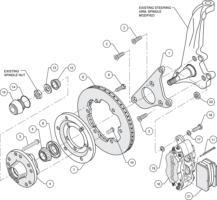 Forged Dynalite Pro Series Front Brake Kit Assembly Schematic