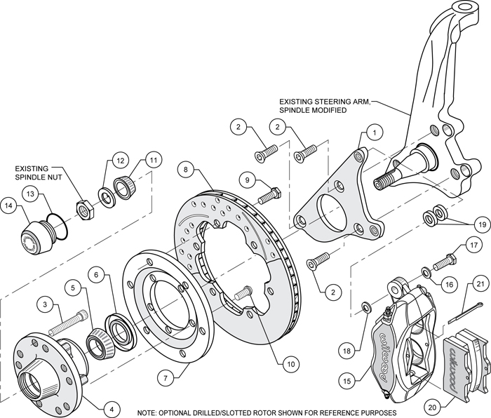 Forged Dynalite Pro Series Front Brake Kit Assembly Schematic