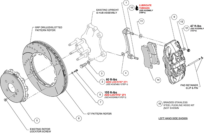 AERO6 Big Brake Front Brake Kit Assembly Schematic