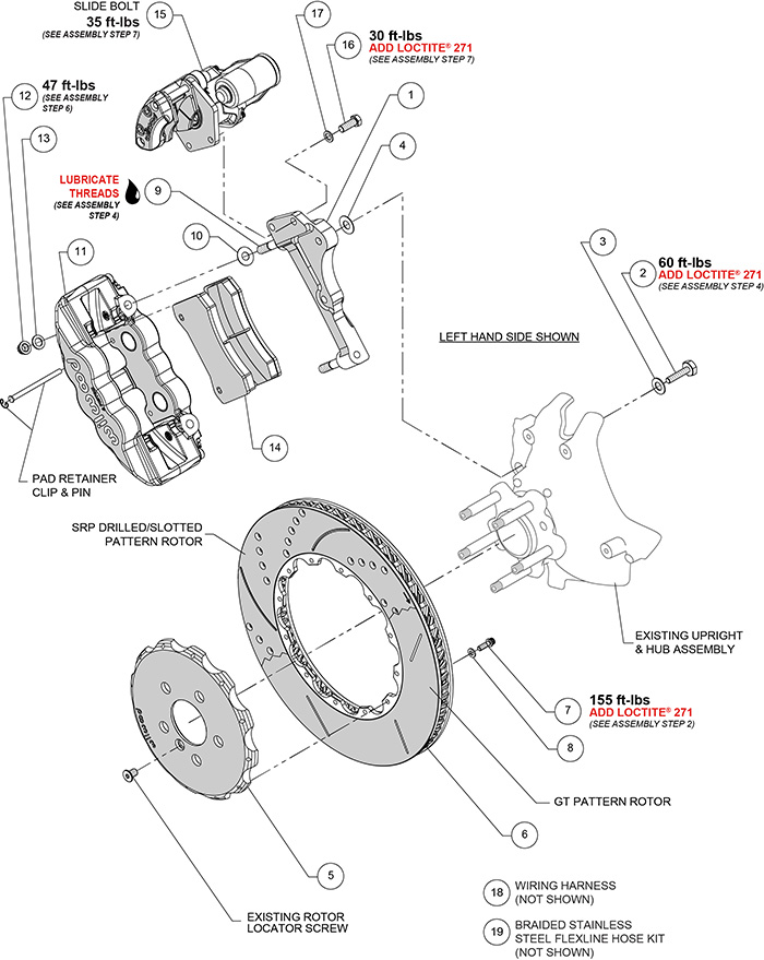 AERO4 Big Brake Rear Electronic Parking Brake Kit Assembly Schematic
