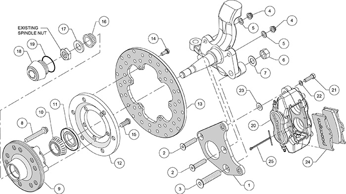 Forged Dynalite Front Drag Brake Kit Assembly Schematic