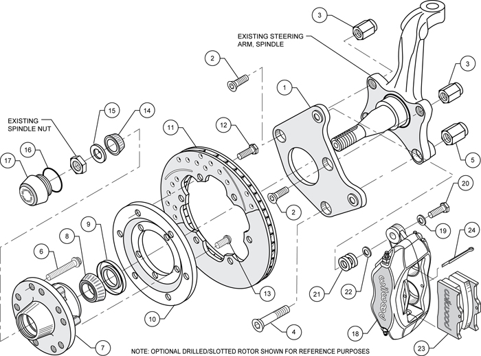 Forged Dynalite Pro Series Front Brake Kit Assembly Schematic